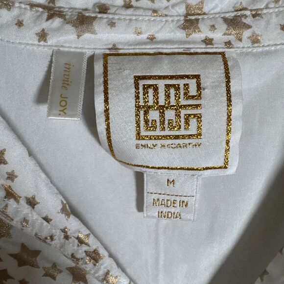 Emily McCarthy M White Top Gold Stars Elbow Length Sleeves - Picture 3 of 10